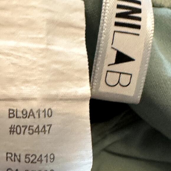 Bikini Lab One-Piece Swimsuit Front Cut Out Ruched Stripes Adjustable Green M - Picture 4 of 7